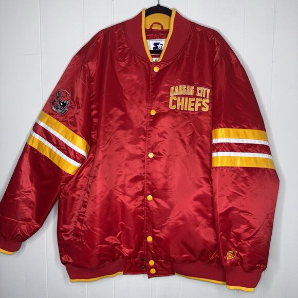 Starter New Age Modern Kansas City Chiefs Football Satin Jacket Size 4XL - Picture 1 of 9